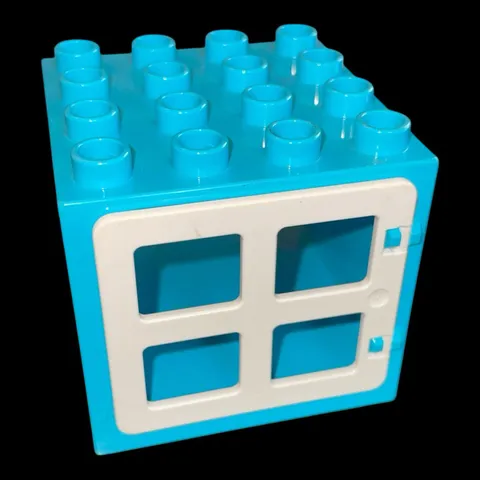Duplo blue deep window block with opening white window -combined shipping(WIN28)