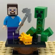 LEGO Minecraft Minifigures Steve Creeper Yellow Axolotl OS Multi Excellent Set
