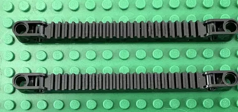 LEGO  2-piece Technic Black Gear Rack 1x13 w/ Axle and Pin Holes