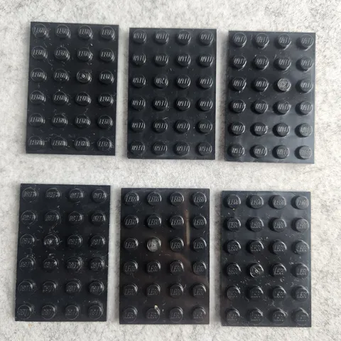 LEGO 3032 Plate 4 x 6 Black x6 Genuine