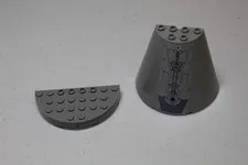 Lego Cone Half Panel 8x4x6 Light Gray Star Wars 47543 and Semicircle Base 47974