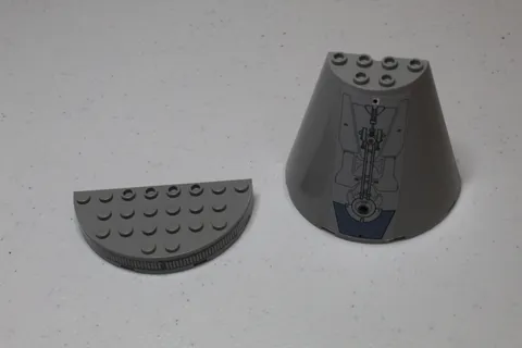 Lego Cone Half Panel 8x4x6 Light Gray Star Wars 47543 and Semicircle Base 47974