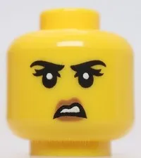 Lego Head Female Black Eyebrows Eyelashes Medium Nougat Lips Scowl Mask