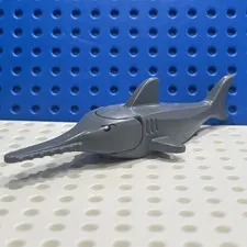 LEGO 14518c02pb01 Sawfish with Debossed Gills with Black Eyes Dark Bluish Gray