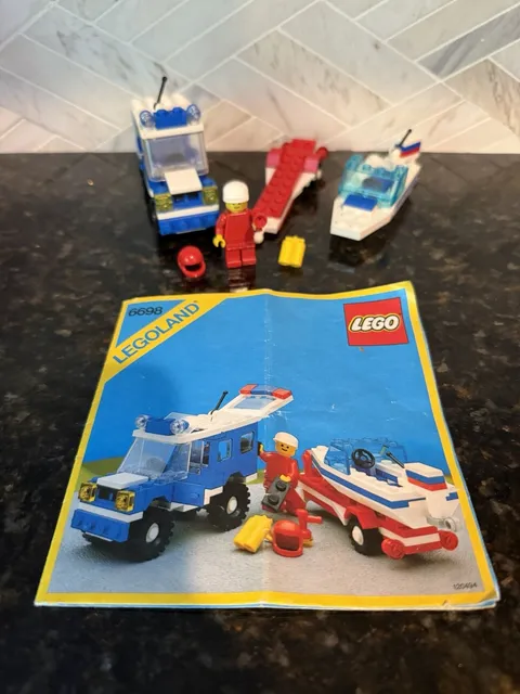 LEGO Vintage Set 6698 RV Truck & Boat Speedboat Trailer - Nearly Complete Set