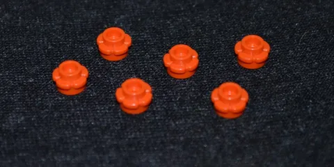 (6) 1x1 RED ORANGE Flower Peg Top w/ 5 Petals Brick ~ New Lego Parts ~