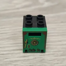 Lego 4346px5 Green Box 2 x 2 x 2 Door Safe Co Pattern & 4345 Black Container
