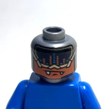 Lego - Minifigure Head - Dual Sided - Silver, Alien / Creature, Blue / Orange