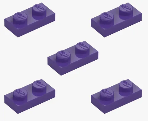 5 New LEGO Dark Purple 1x2 Plates 3023 flat panel city building plate 4655695