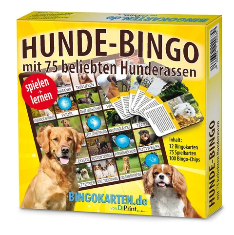 Dog Bingo Game With 75 Of The Most Popular Dog Breeds