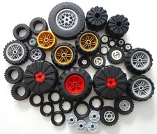 LEGO 39 Piece Tires, Wheels  & Rims Assorted Sizes Mixed Lot