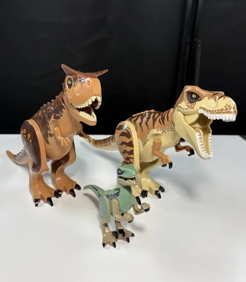 LEGO Jurassic World 3-Dinosaur Figure Lot T. Rex Blue Velociraptor & Carnotaurus