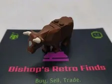 Lego Minifig Reddish BROWN COW - Dairy Farm Barn Animal w/White Curved Horns