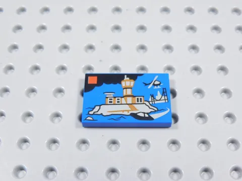 LEGO Blue 2x3 Printed Tile Plate Minifig Lighthouse Helicopter BL