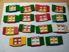 LEGO BULK LOT 15 WINDOW FRAMES WITH SHUTTERS PANES 1X4X3 MIXED COLORS #3853