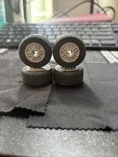 Lego Lot of 4 Wheel/Tire 55981 Lt Bl Gray Wheel 30.4x14 Solid w/Pin Hole 58090