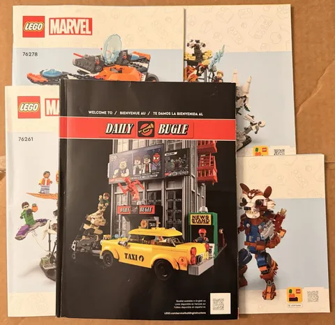 LEGO Marvel Daily Bugle, Rocket, Avengers Instruction Booklets LOT of 5