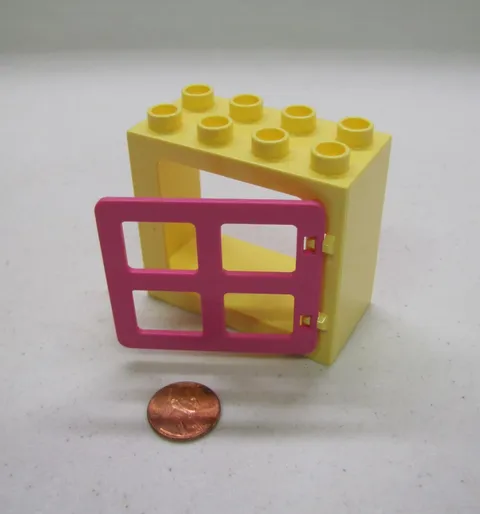 Lego Duplo Pale Yellow & Pink Window Pane Door Unit Building Block 2X4