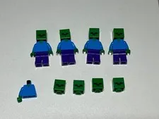 LEGO Minecraft Zombie Minifigure Lot x4 Purple Legs, Torso, and Heads