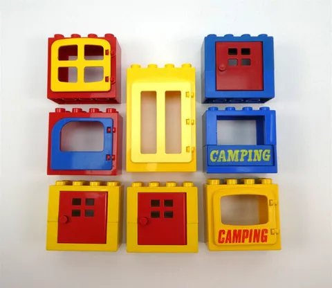 Lego Duplo Lot of 8 Hinged Windows/Doors with Frames Misc Styles & Colors LOT F
