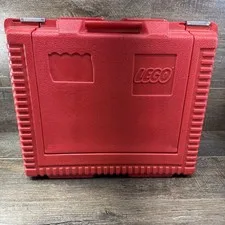 Lego Carrying Case Box Vintage 1984 Red Hard Plastic Travel Carrier approx 15x13