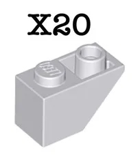 Lego Inverted Slope 45-2x1 - #3665 Medium Stone Gray - 20 Pieces