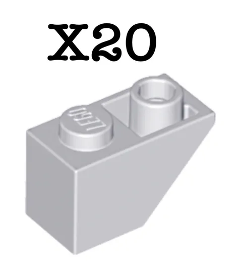 Lego Inverted Slope 45-2x1 - #3665 Medium Stone Gray - 20 Pieces