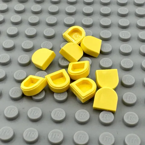 LEGO Tile Round - Bright Light Yellow - 1 x 1 Half Circle Extended - QTY x10