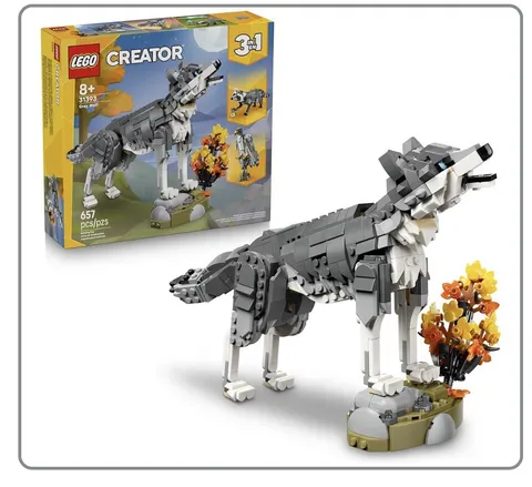 LEGO Creator 3 in 1 Forest Animals Gray Wolf - Building Toy 31393 Damaged Box.C3