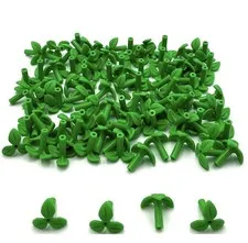 LEGO- NEW BRIGHT GREEN-PLANT STEM W/ 3 LEAVES  100 Pieces