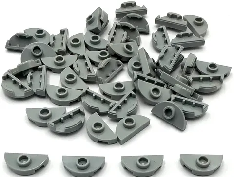 Lego 50 New Light Bluish Gray Plates Round 1 x 2 Half with 1 Stud Jumper Parts