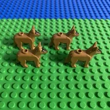 LEGO® Dog Alsatian German Shepard X4 Black Eyes & Nose Medium Nougat City Dogs