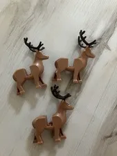 LEGO Reindeer Animal Figures Brown w/ Black Antlers Bulk Lot of 3