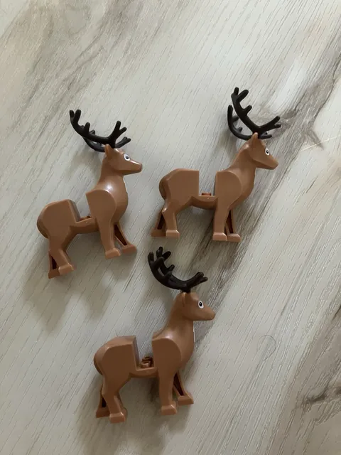 LEGO Reindeer Animal Figures Brown w/ Black Antlers Bulk Lot of 3