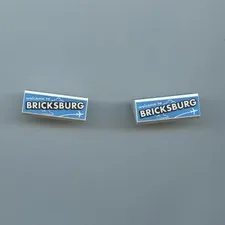 LEGO x 2 White Slope 45 2 x 4 Double with Airplane 'welcome to BRICKSBURG'