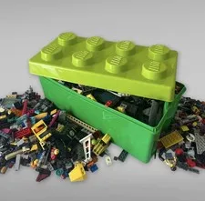 Bulk LEGO 7.5 Pound Mixed Brick Lot & Storage Container Retired Sets Mini Figs