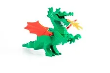 LEGO Classic Green Dragon Figure w Red Wings, 6056 6076 6082 6087 Vintage