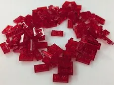 Lego 100x New Trans-Red Plate 1 x 2 Studs Pieces # 3023 Bulk Lot MOC