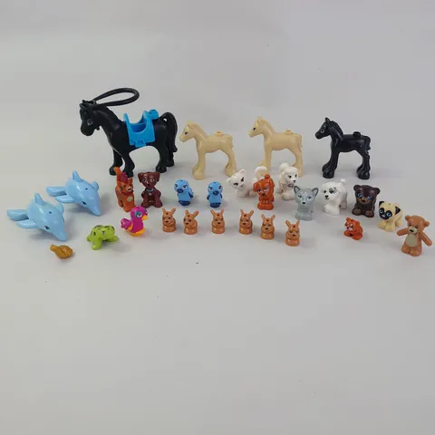 Authentic LEGO Minifigure Lot of 28 Friend Animal Figures Dolphin Horse Cat Dog