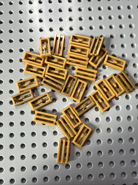 LEGO 2412b Pearl Metallic Gold Tile Modified 1x2 Grille Bottom Groove Vent 29pcs