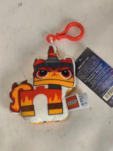 Plushie. Lego Movie 2 Angry Kitty Plush Clip Keychain Flame Fire