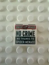 LEGO Tile 2 x 2 with Newspaper 'NO CRIME NO THANKS TO SPIDER-MENACE' 3068pb1732