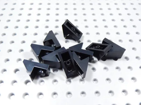 LEGO Lot of 10 Black 1x2 Modified Plates w/ Roof Slope Cutout BH