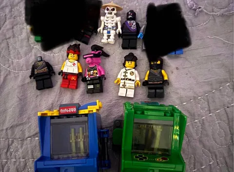 LEGO NINJAGO Minifigure Lot with Blue Dragon Build Bundle (As Pictured)