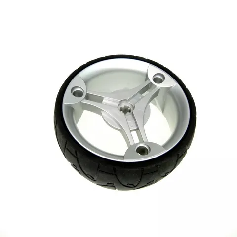 1x Lego Technic Wheel 70x28 Black Metallic Silver Rim Tire 32078 32077c01