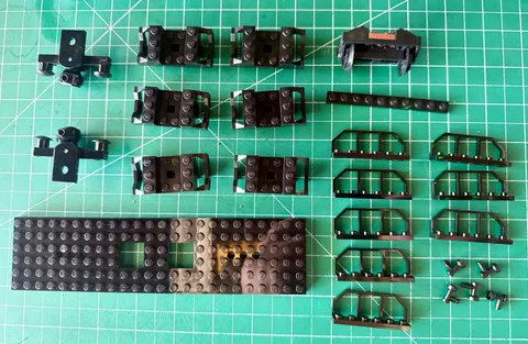 LEGO RC Train Pieces Lot Base, Wheel Pieces, Handrail, Buffers, Horns 24 Pieces