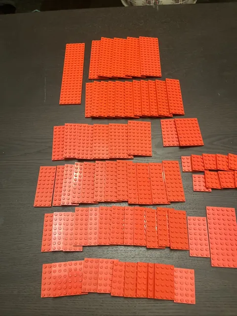 71pc LEGO Red Plates Lot 6x24 6x16 4x12 6x10 4x10 Used Vintage