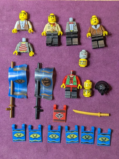 Lego used vintage minifigures parts flags Adventurers Ninja incomplete