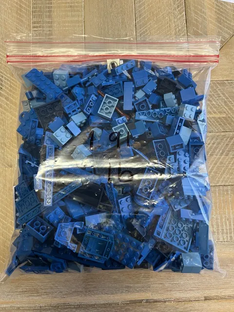 LEGO ONE bag 1LBS 91oz Pounds  Bulk. Assorted blue brick only