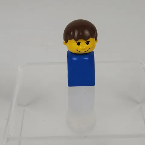 Vintage Lego BASIC FINGER PUPPET FIGURE Blue Boy With Brown Hair Minifigure Guy